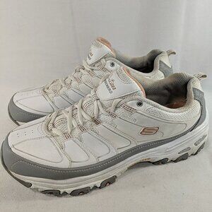 Skechers D'Lites 11 US Women Leather Sneakers Shoes White Pink Silver 11587 WGOR